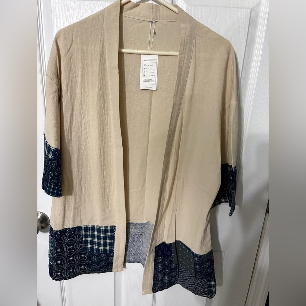 Amazon Beige and Navy Patchwork Cape